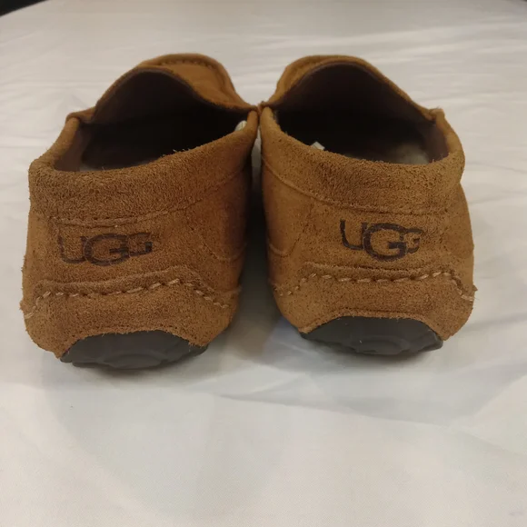 Ugg Alder Slipper Men US 10 Brown Suede Leather Moccasin Slip On Sheepskin Lined - Picture 4 of 11